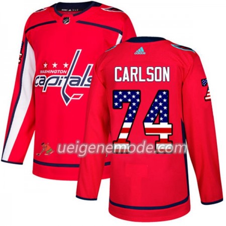 Herren Eishockey Washington Capitals Trikot John Carlson 74 Adidas 2017-2018 Rot USA Flag Fashion Authentic